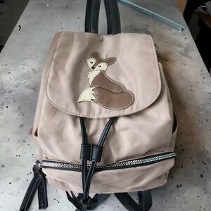 Union Bay Fox Backpack Bag Patch Nylon Purse Lightweight Snap Flap Tan